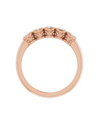 Anel Cinco Pedras com Cravação Bezel em Ouro 14k com Diamantes Naturais
