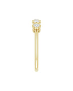 Anel Cinco Pedras com Cravação Bezel em Ouro 14k com Diamantes Naturais