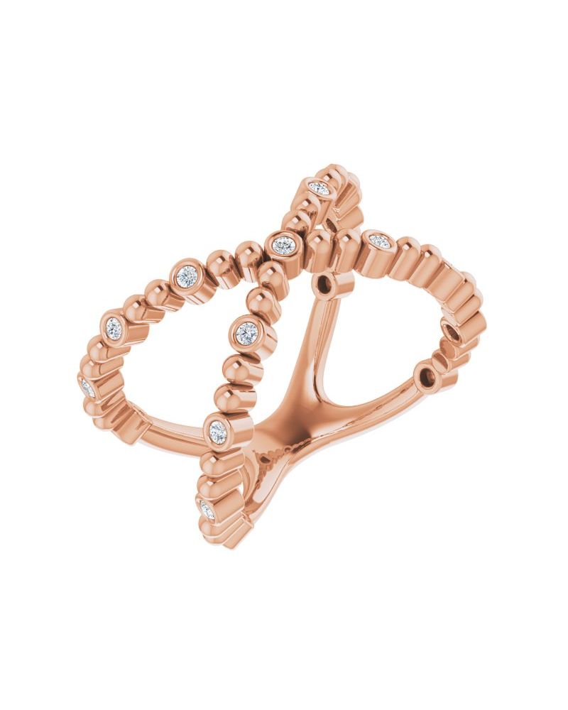 Anel Bolinhas Vazado em Ouro 14k com Diamantes Naturais