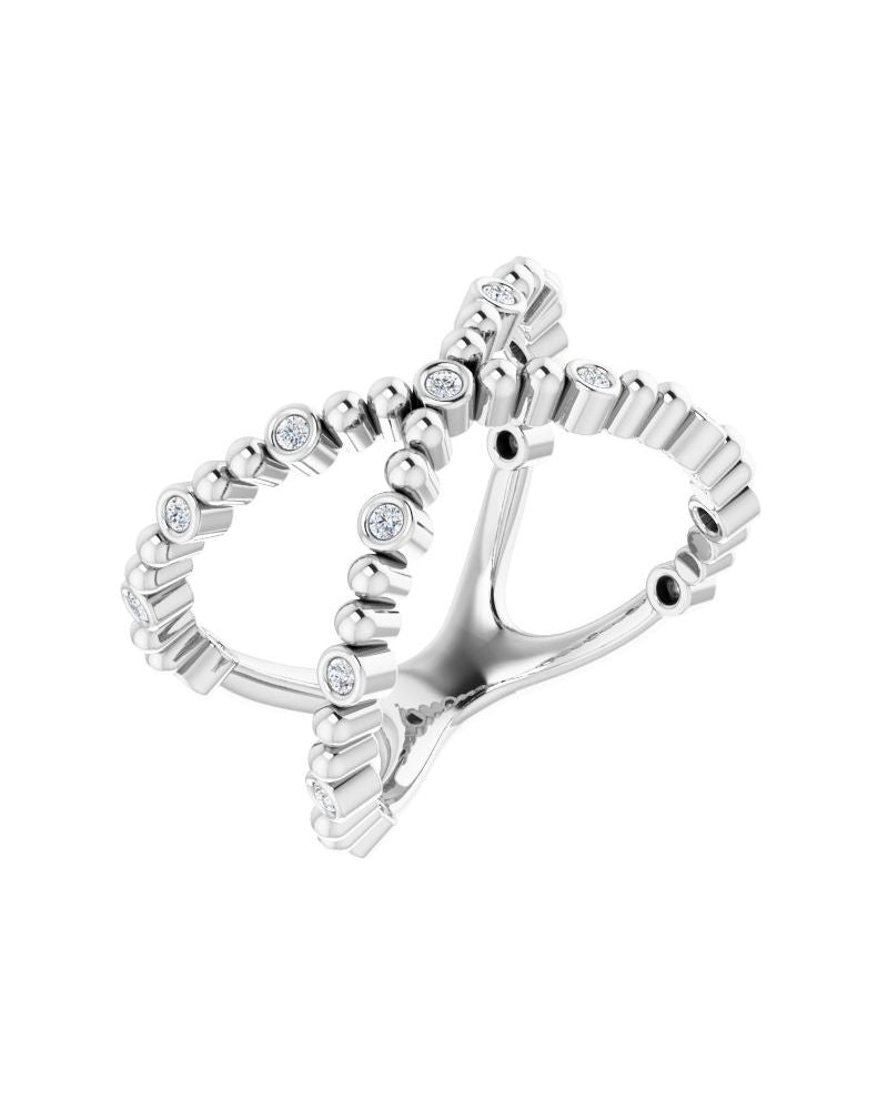 Anel Bolinhas Vazado em Ouro 14k com Diamantes Naturais