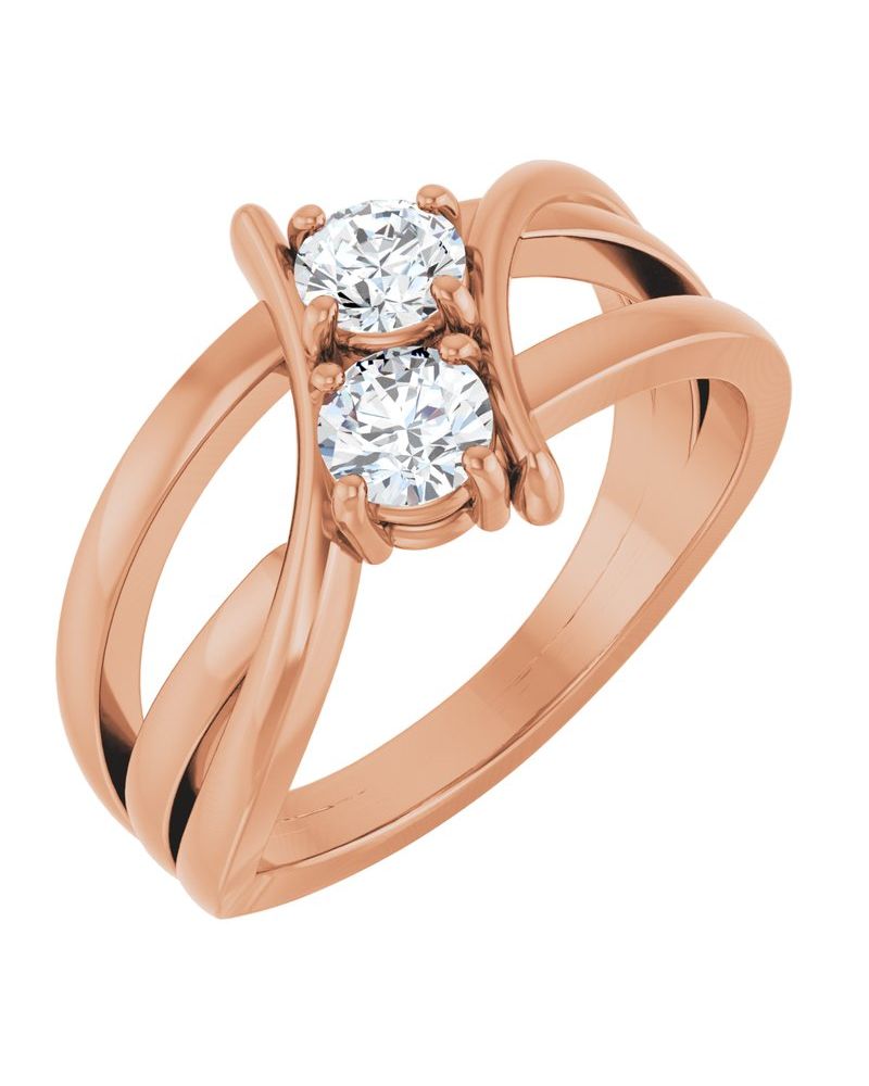 Anel Duas Pedras em Ouro 14k com Diamantes Naturais – Modelo 5