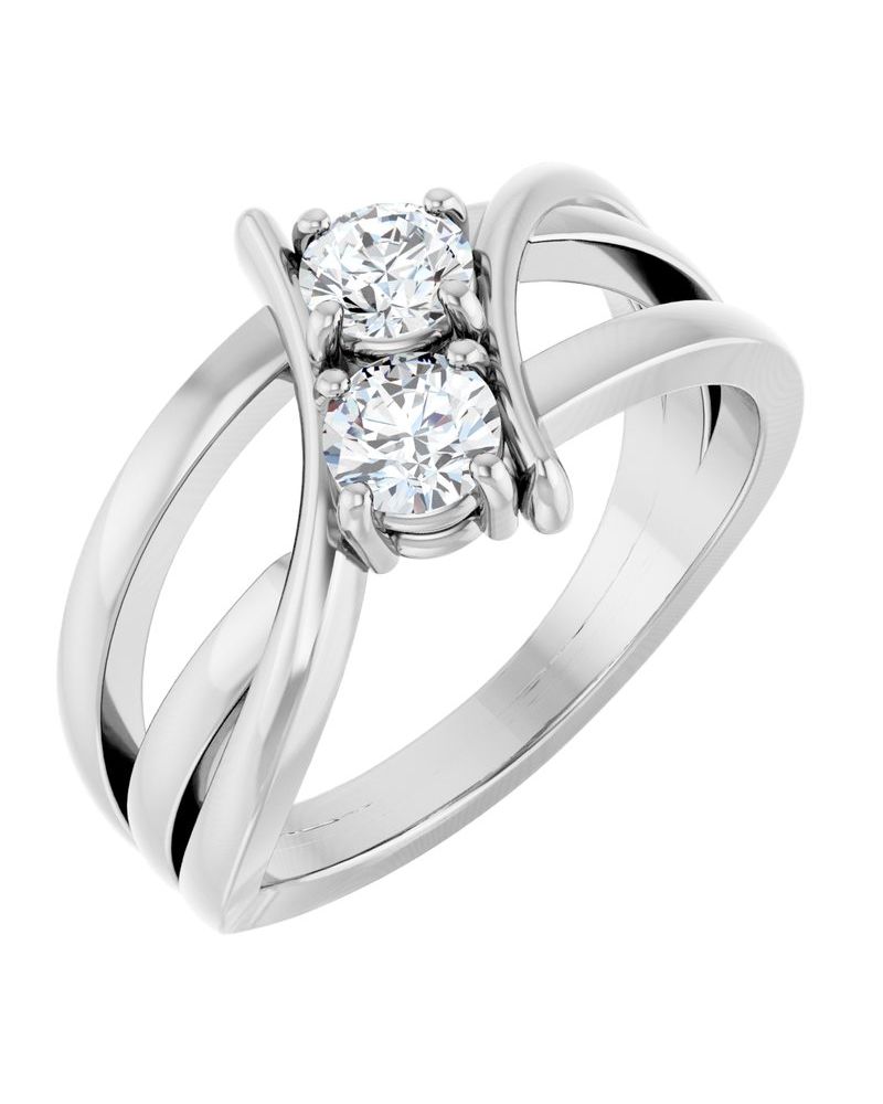 Anel Duas Pedras em Ouro 14k com Diamantes Naturais – Modelo 5
