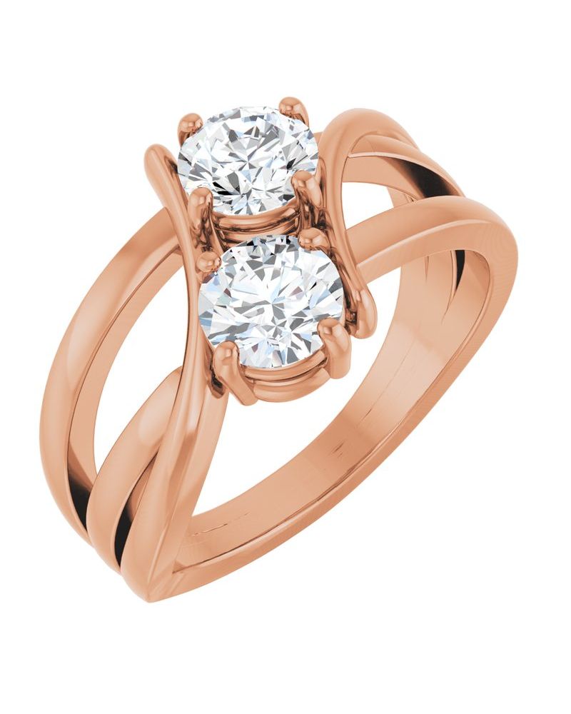Anel Duas Pedras em Ouro 14k com Diamantes Naturais – Modelo 5