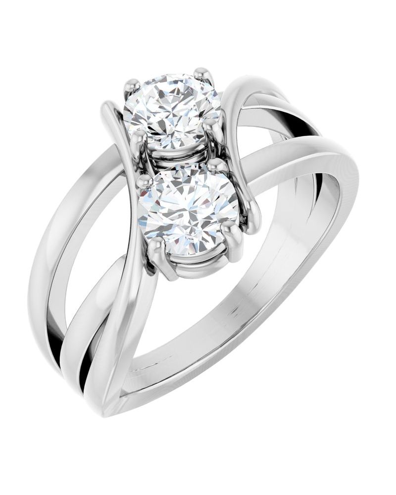 Anel Duas Pedras em Ouro 14k com Diamantes Naturais – Modelo 5