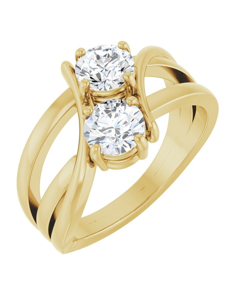 Anel Duas Pedras em Ouro 14k com Diamantes Naturais – Modelo 5