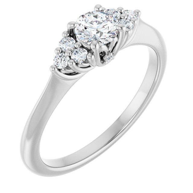 Anel de Noivado Laterais Cravejadas Modelo 2 – Branco 14k