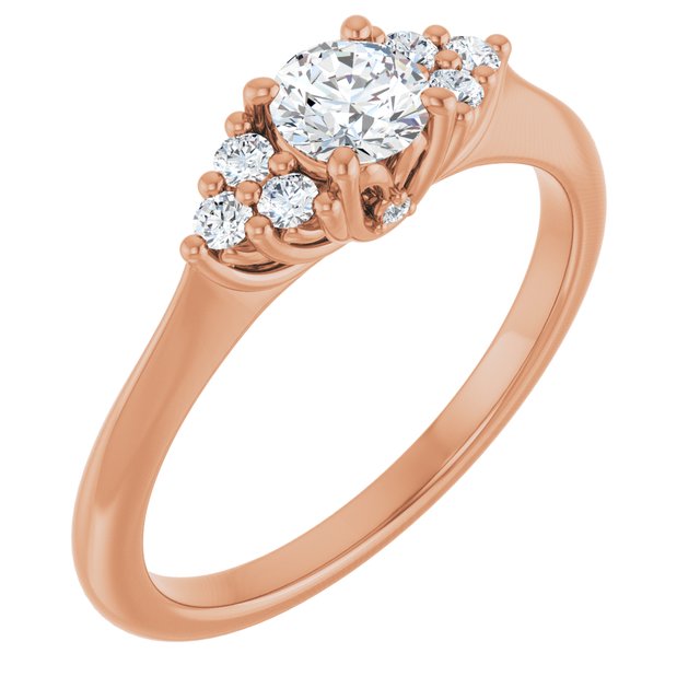 Anel de Noivado Laterais Cravejadas Modelo 2 – Rosé 14k