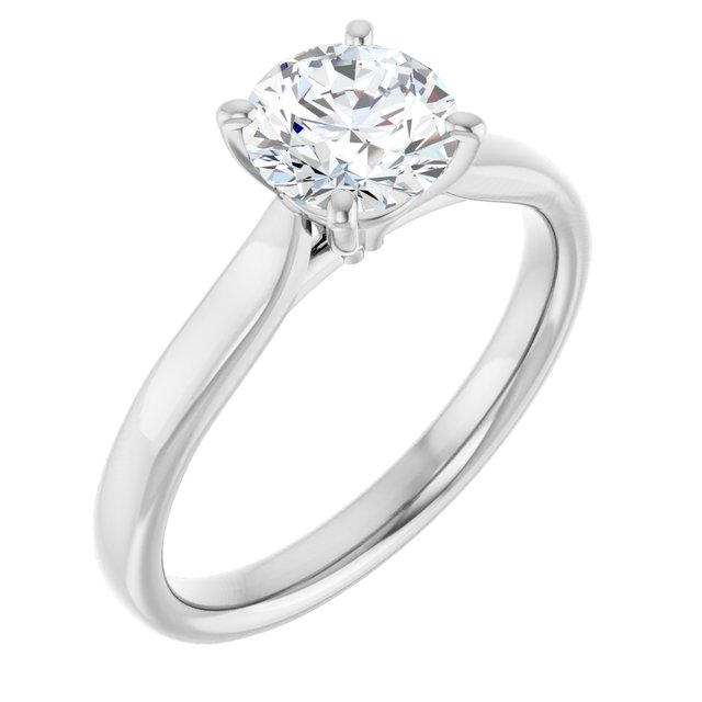 Anel Solitário de Noivado Catedral em Ouro 14k com Diamante Natural – Branco 14k