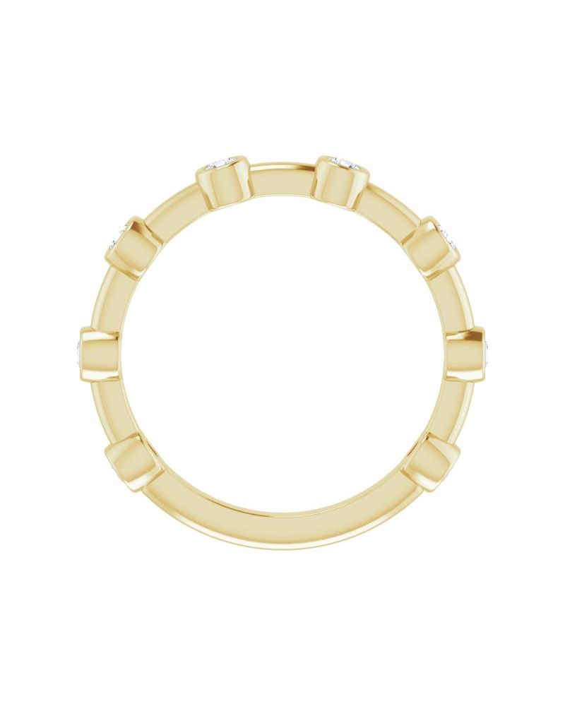 Anel Barra com Cravação Bezel em Ouro 14k com Diamantes Naturais
