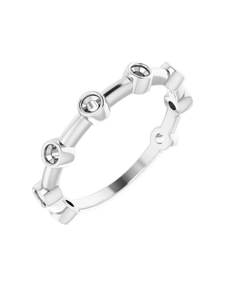 Anel Barra com Cravação Bezel em Ouro 14k com Diamantes Naturais