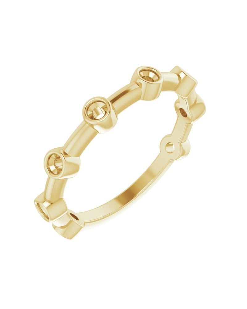 Anel Barra com Cravação Bezel em Ouro 14k com Diamantes Naturais