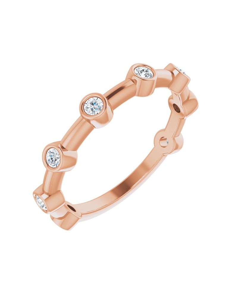 Anel Barra com Cravação Bezel em Ouro 14k com Diamantes Naturais