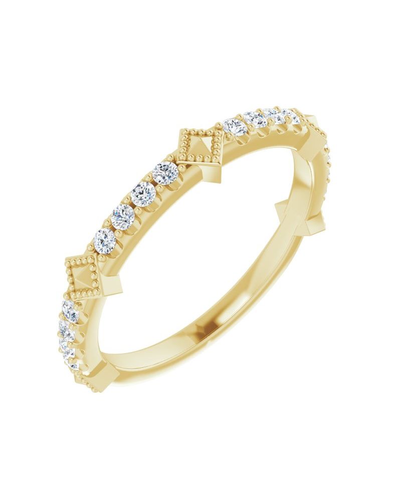 Anel Cravejado Empilhável em Ouro 14k com Diamantes Naturais – Modelo 22