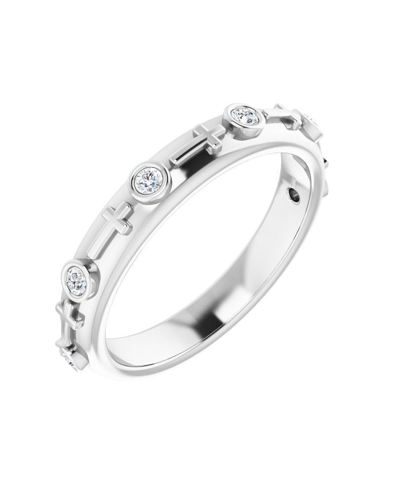 Anel Cruz com Cravação Bezel em Ouro 14k com Diamantes Naturais
