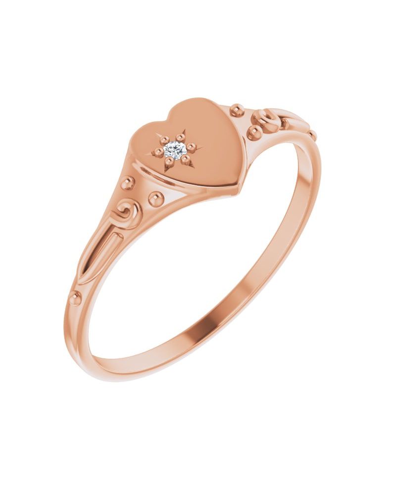 Anel Coração Infantil em Ouro 14k com Diamantes Naturais – Modelo 2
