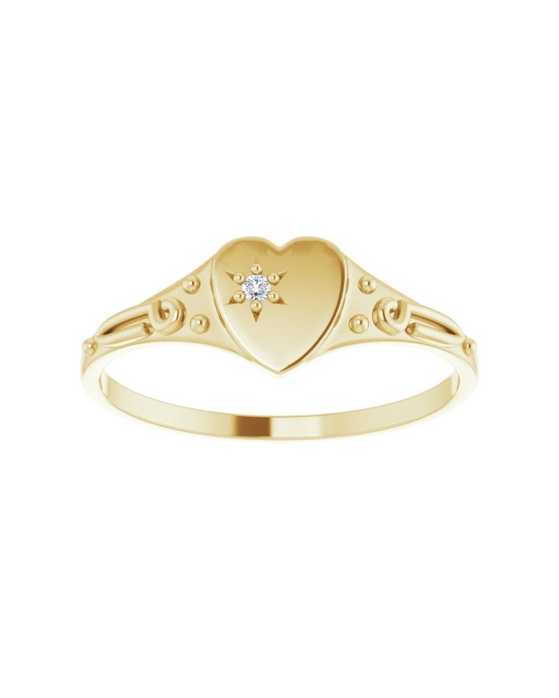 Anel Coração Infantil em Ouro 14k com Diamantes Naturais – Modelo 2