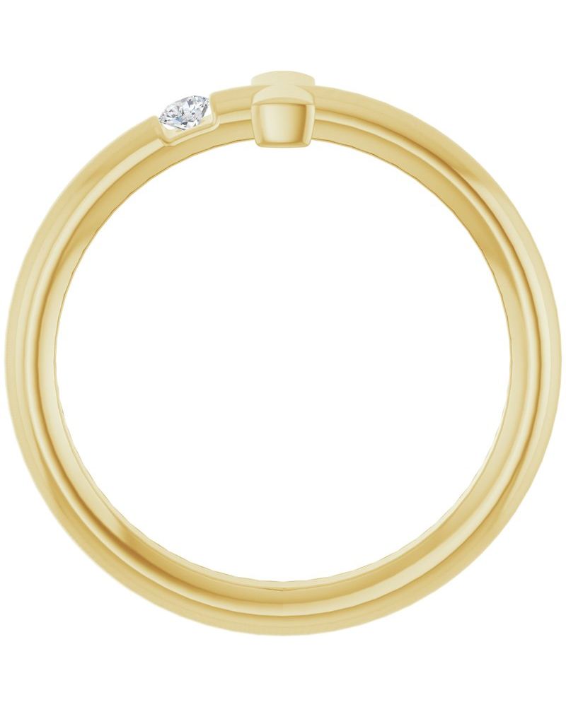 Anel Cruz Horizontal em Ouro 14k com Diamantes Naturais – Modelo 3