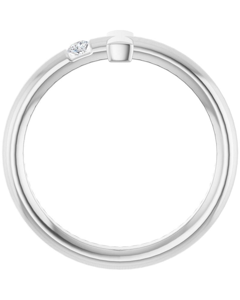 Anel Cruz Horizontal em Ouro 14k com Diamantes Naturais – Modelo 3
