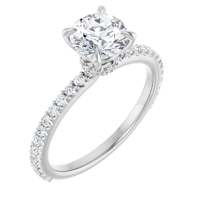 Anel de Noivado Laterais Cravejadas em Ouro 14k com Diamantes Naturais – Modelo 3 – Branco 14k