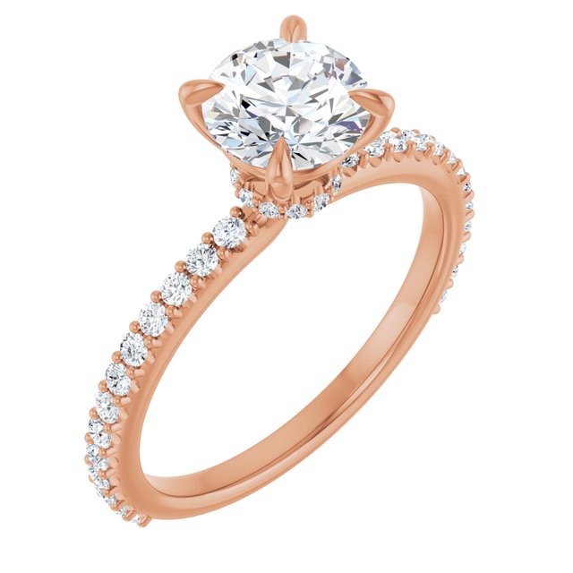 Anel de Noivado Laterais Cravejadas em Ouro 14k com Diamantes Naturais – Modelo 3 – Rosé 14k