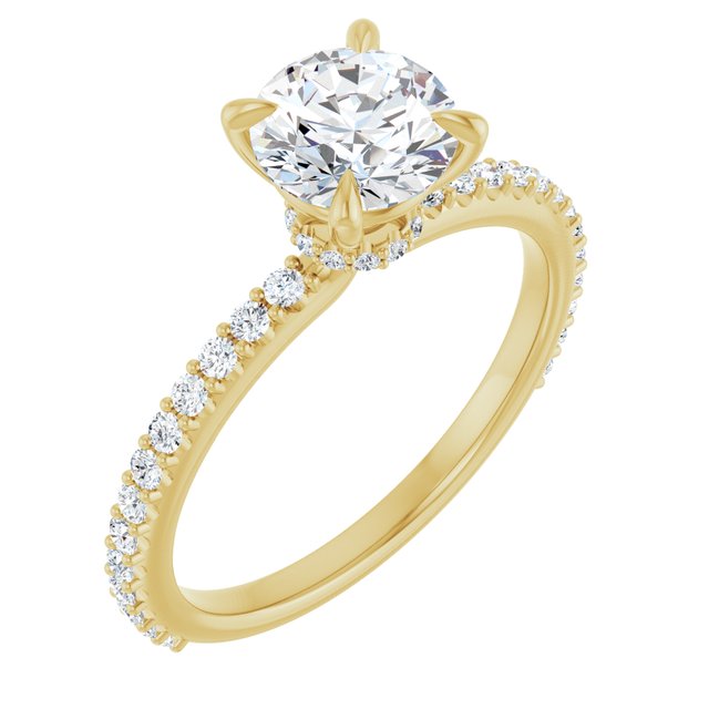 Anel de Noivado Laterais Cravejadas em Ouro 14k com Diamantes Naturais – Modelo 3 – Amarelo 14k