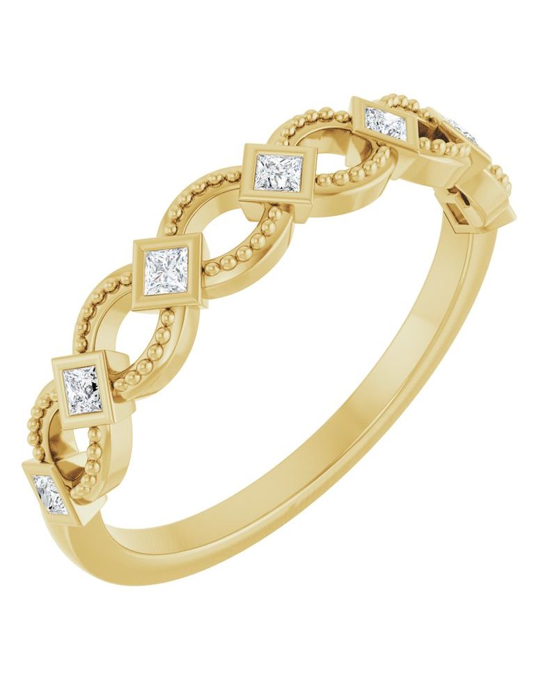 Anel com Cravação Bezel Empilhável em Ouro 14k com Diamantes Naturais – Modelo 3