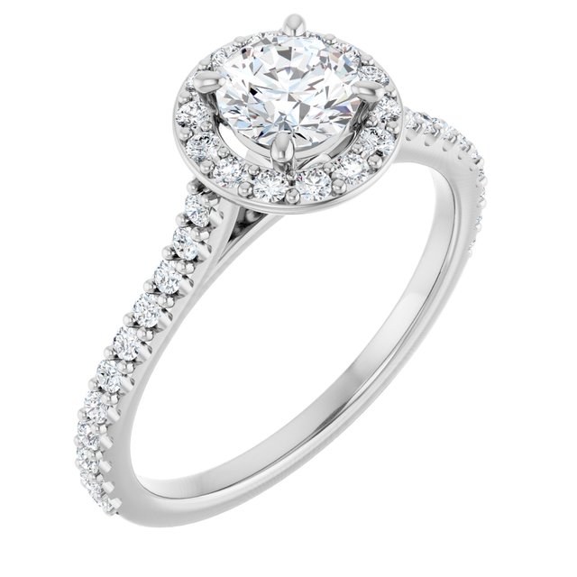 Anel de Noivado Halo Modelo 2 – Branco 14k
