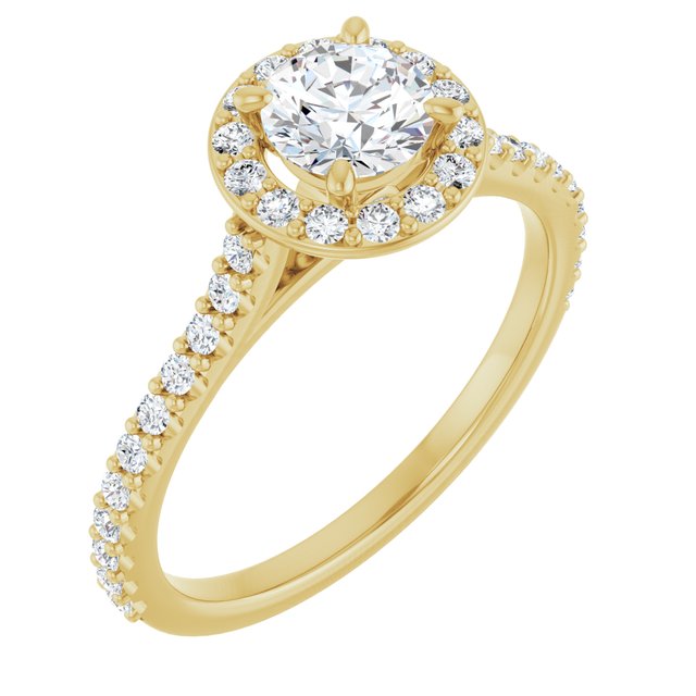 Anel de Noivado Halo Modelo 2 – Amarelo 14k
