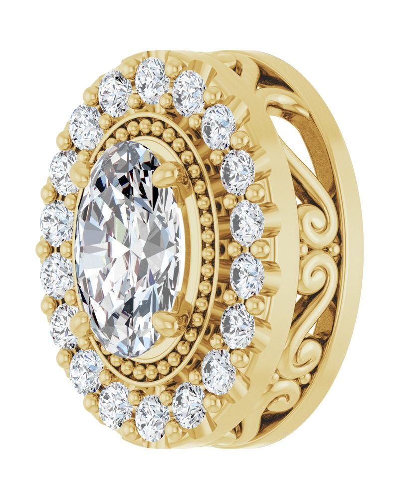 Pingente Halo em Ouro 14k com Diamantes de Laboratório – Modelo 6