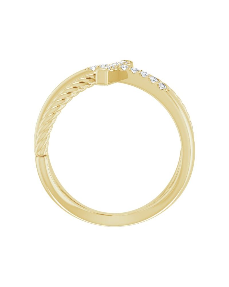 Anel Cruz Torcido Cravejado em Ouro 14k com Diamantes Naturais