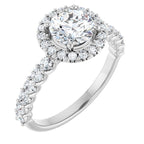 Anel de Noivado Halo em Ouro 14k com Diamantes Naturais – Modelo 4 – Branco 14k