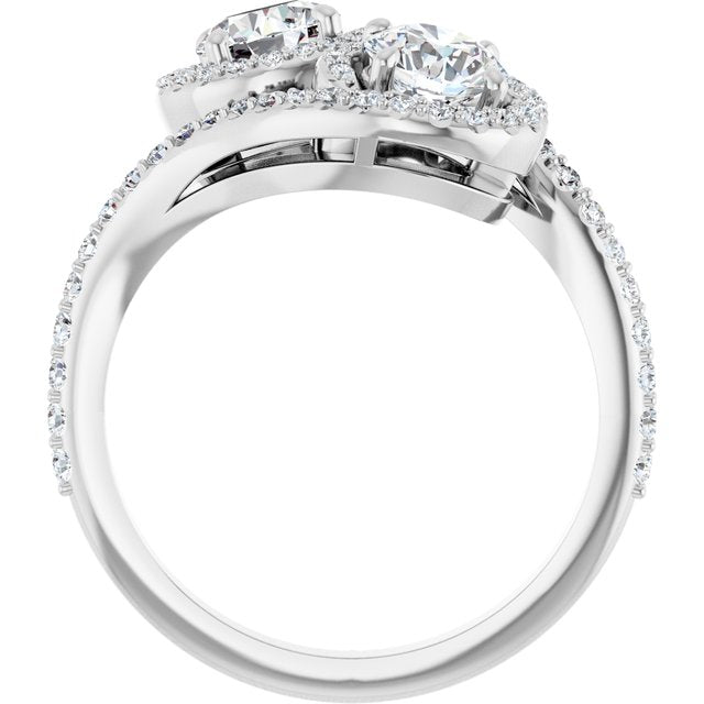 Anel Toi et Moi com Halo – Branco 14k – vista frontal