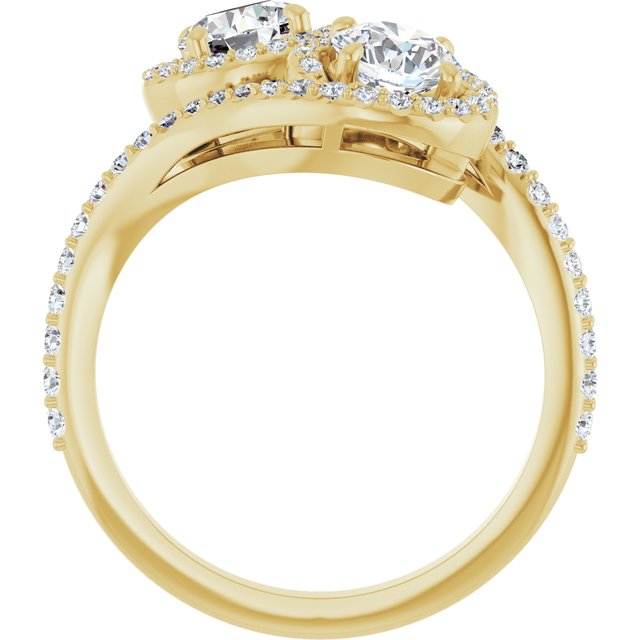 Anel Toi et Moi com Halo – Amarelo 14k – vista frontal