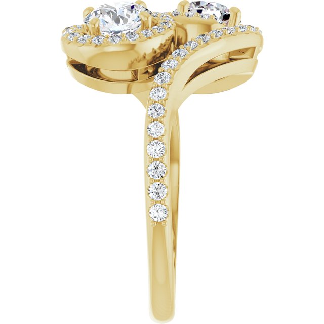 Anel Toi et Moi com Halo – Amarelo 14k – perfil
