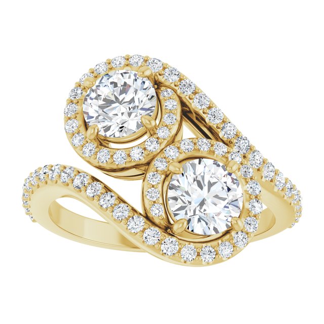 Anel Toi et Moi com Halo – Amarelo 14k – vista de cima