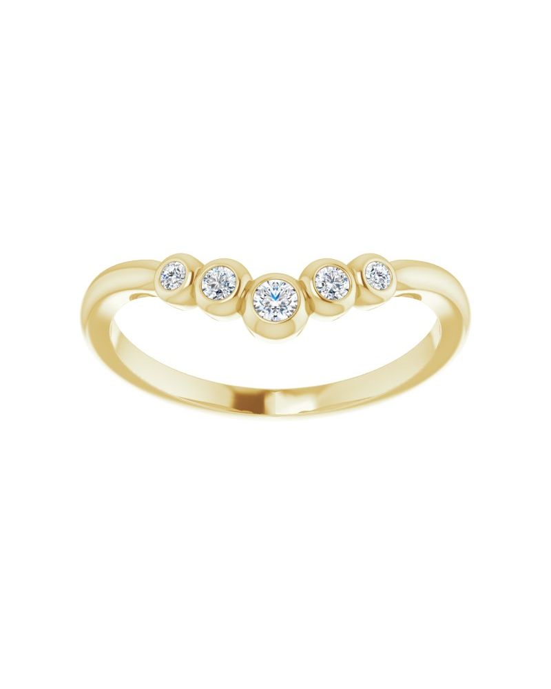 Anel em V com Cravação Bezel Degradê em Ouro 14k com Diamantes Naturais