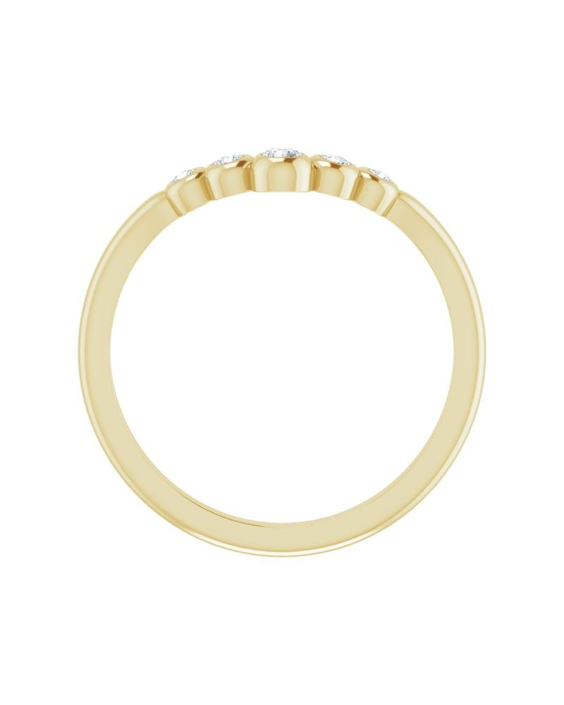 Anel em V com Cravação Bezel Degradê em Ouro 14k com Diamantes Naturais