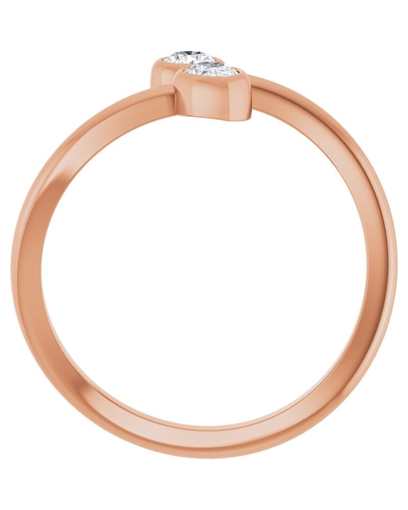 Anel Bypass com Cravação Bezel em Ouro 14k com Diamantes Naturais