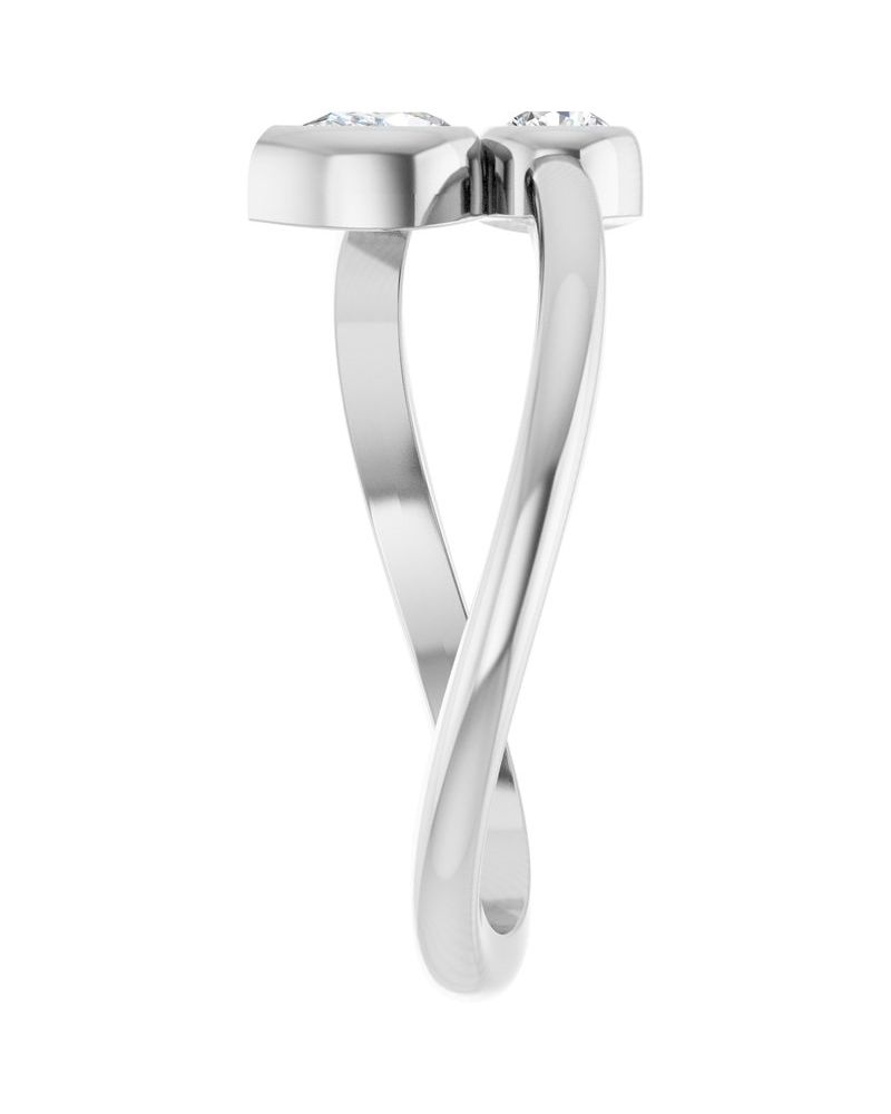 Anel Bypass com Cravação Bezel em Ouro 14k com Diamantes Naturais
