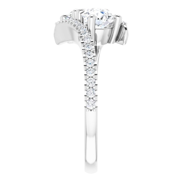 Anel Toi et Moi com Aro Cravejado – Branco 14k – perfil