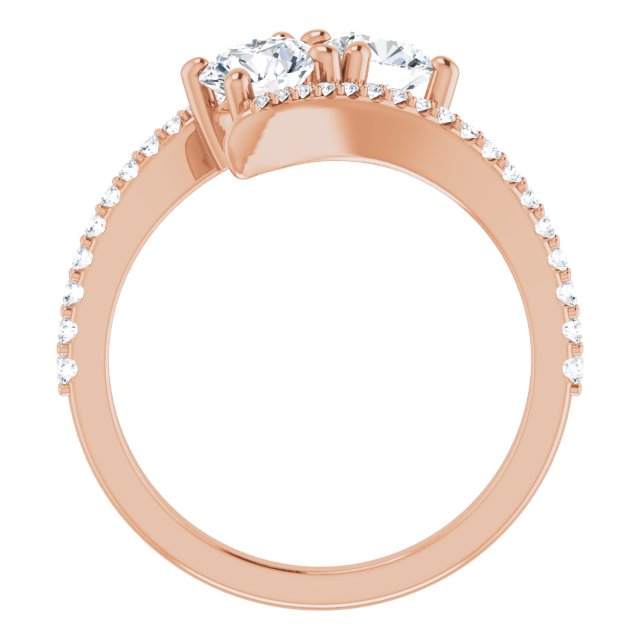 Anel Toi et Moi com Aro Cravejado – Rosé 14k – vista frontal