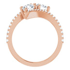 Anel Toi et Moi com Aro Cravejado – Rosé 14k – vista frontal
