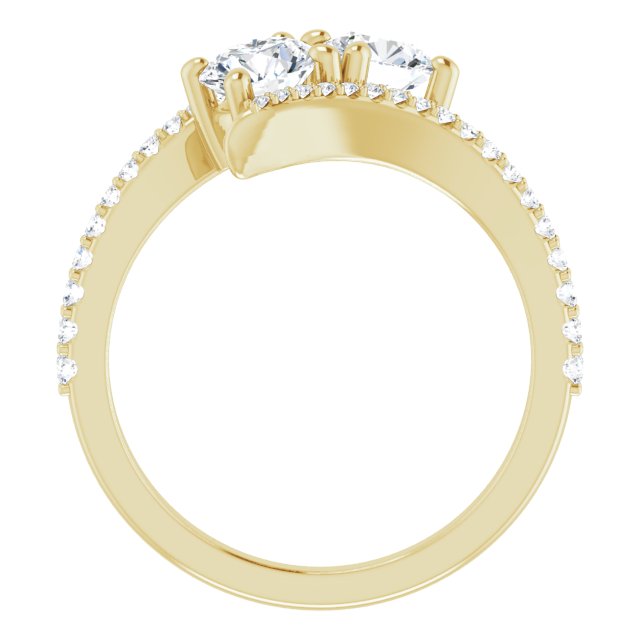 Anel Toi et Moi com Aro Cravejado – Amarelo 14k – vista frontal