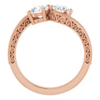 Anel Toi et Moi Vintage – Rosé 14k – vista frontal