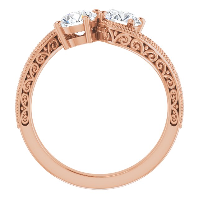 Anel Toi et Moi Vintage – Rosé 14k – vista frontal