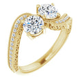 Anel de Noivado Toi et Moi Duas Pedras Vintage em Ouro 14k com Diamantes Naturais – Amarelo 14k