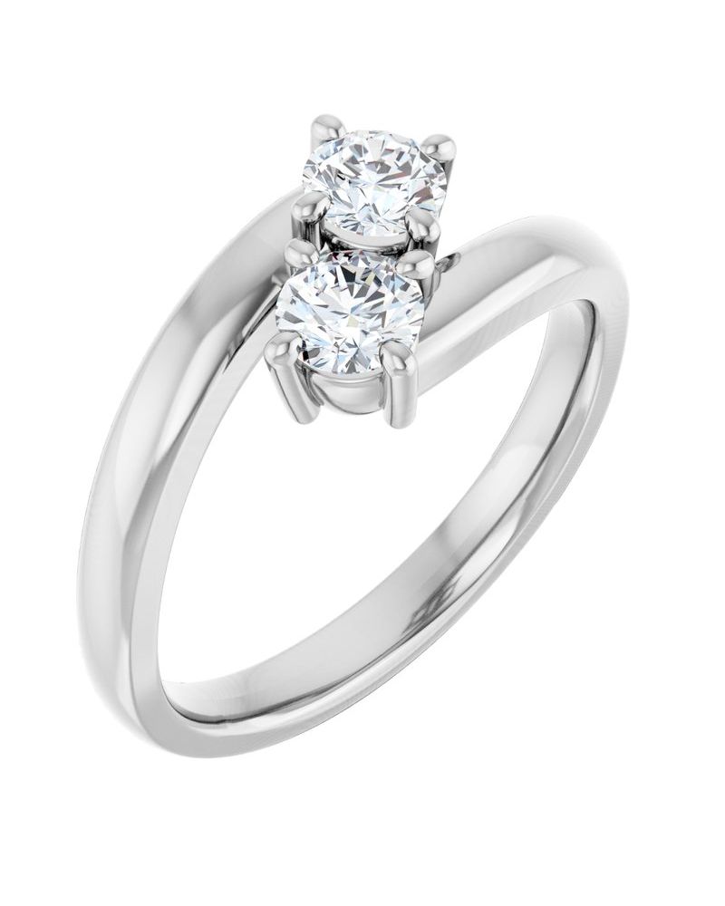 Anel Duas Pedras em Ouro 14k com Diamantes Naturais – Modelo 2