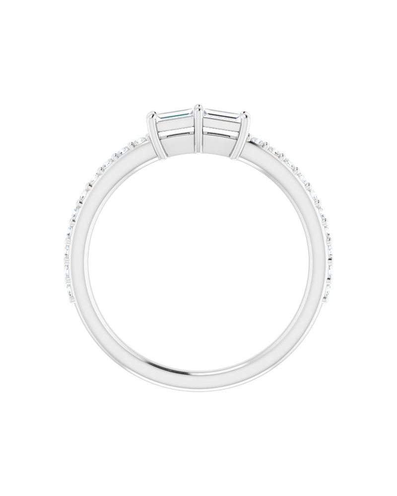 Anel Duas Pedras Cravejado em Ouro 14k com Diamantes Naturais