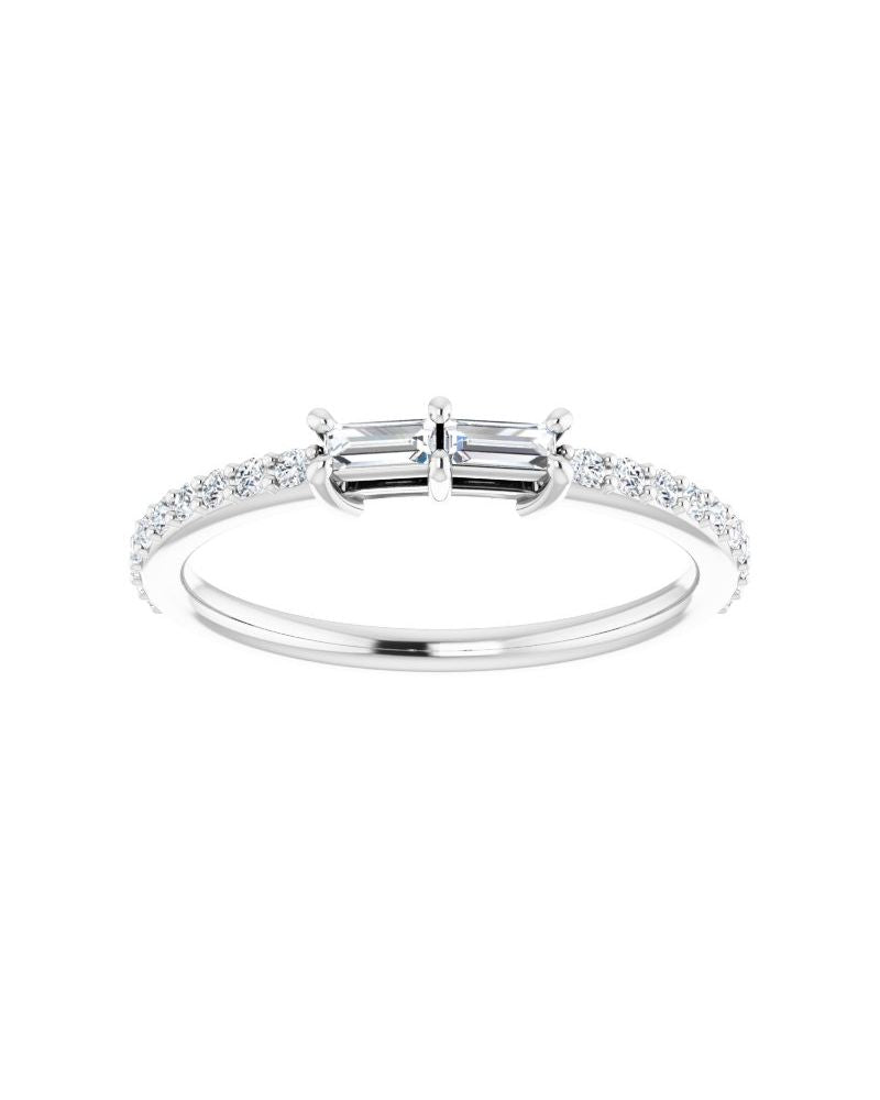 Anel Duas Pedras Cravejado em Ouro 14k com Diamantes Naturais