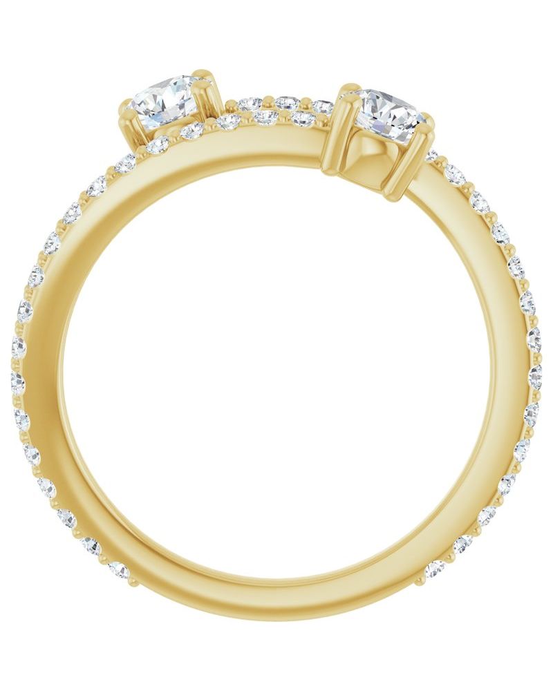 Anel Duas Pedras Bypass em Ouro 14k com Diamantes Naturais – Modelo 7